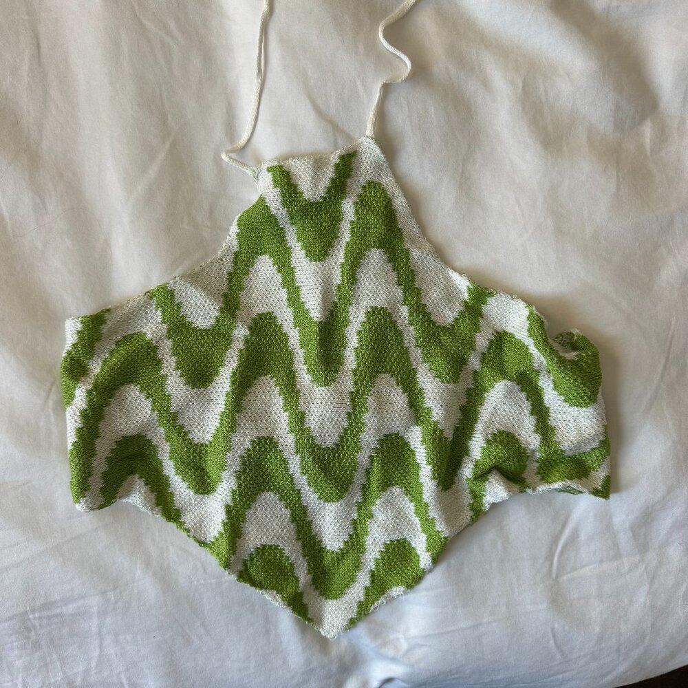 Funky Green Knit Crop Top